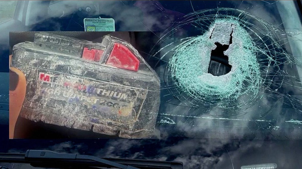 Battery smashes through woman's windshield on Florida Turnpike
